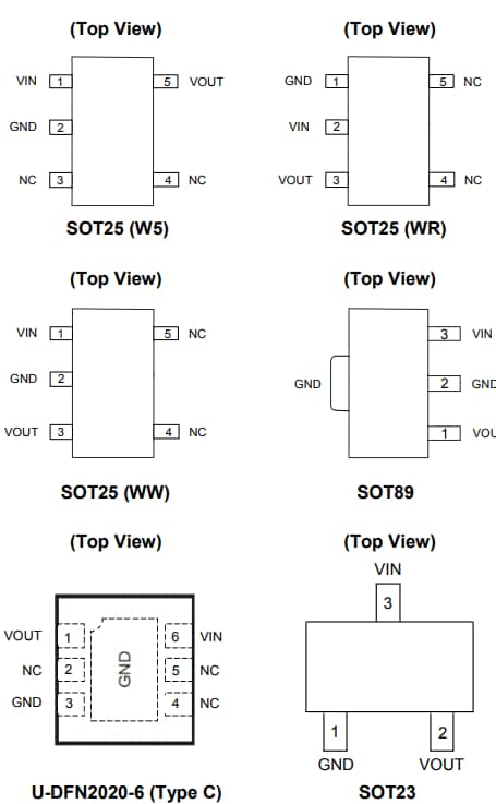 Mechanical Drawing - Diodes Incorporated AP7370 Ultra-Low Drop-Out (ULDO) Regulators